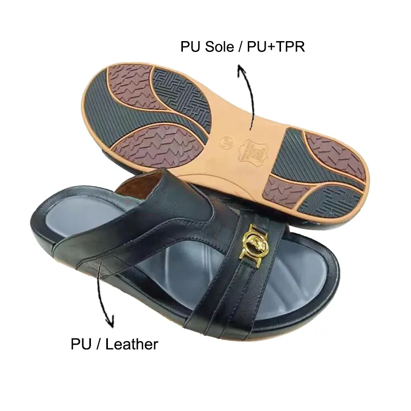 UAE Hot Sale Custom Logo Comfort TPR Shoes PU Injection Men Slipper With Strap Sandal Men Arabic Sandals Arab Slippers