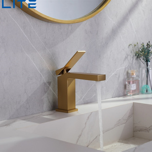 2023 Bolite Square Basin Mixer Single Hole Basin Hot And Cold Faucet Brushed Gold Sink Tap