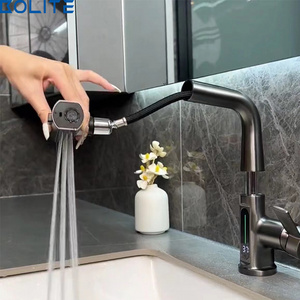 Manufacturer Customized Gun Gray Bathroom Faucet Pull-Out Intelligent Digital Display Faucet Rotating Faucet