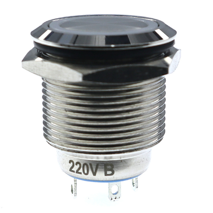 5V LED Mini 3-Position Automatic Push Button Switch Stainless Steel round Head with 19mm Mounting Hole 5A Maximum Current