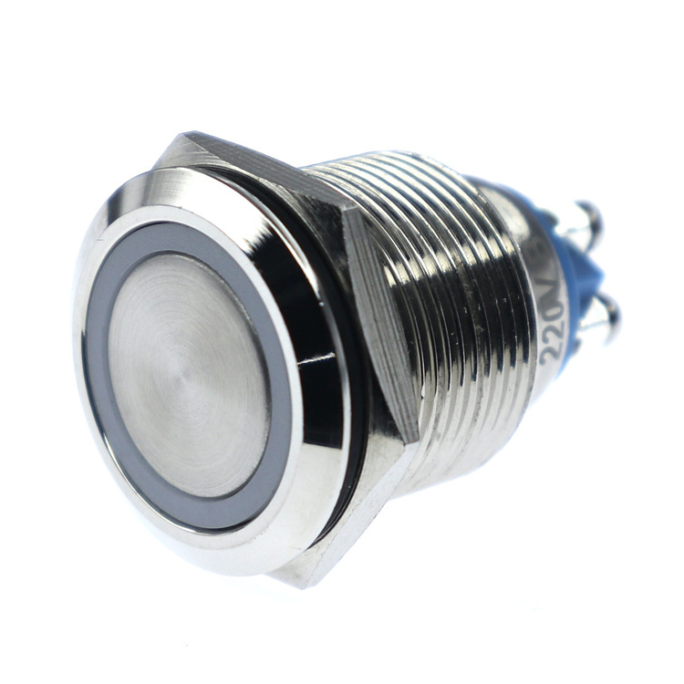 5V LED Mini 3-Position Automatic Push Button Switch Stainless Steel round Head with 19mm Mounting Hole 5A Maximum Current