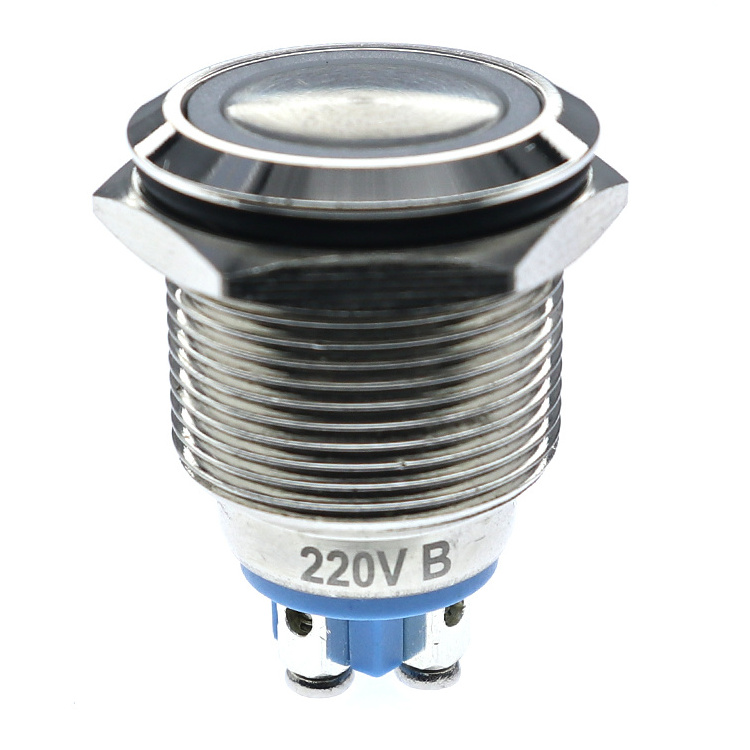 5V LED Mini 3-Position Automatic Push Button Switch Stainless Steel round Head with 19mm Mounting Hole 5A Maximum Current