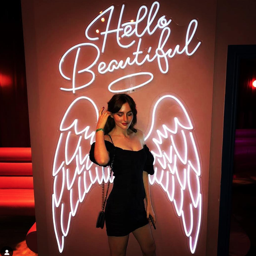 Matt dropshipping custom popular big angel wings neon led light Hello beautiful neon sign for party event decoration