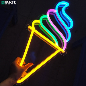 Drop shipping Wholesale Colorful Ice Cream Neon Sign Custom Shop Logo Acrylic Led Sign for Store Open Wall Neon Art Window Decor