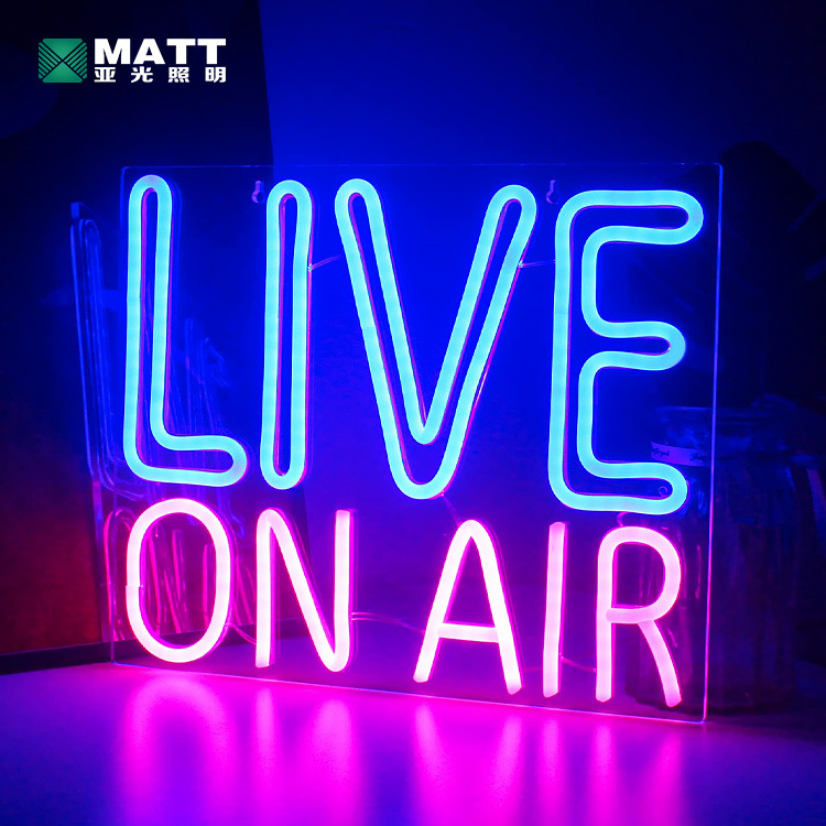 Matt Personalized Custom Neon Sign Live On Air Led Neon Light Sign YouTuber Media Neon Lights for Studio Live Broadcast Decor