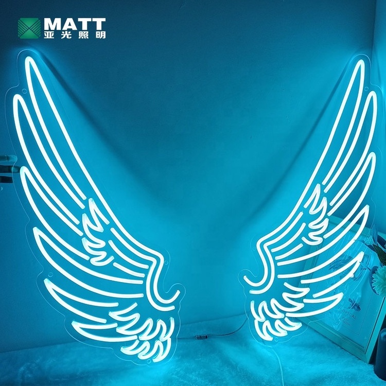 Matt Dropshipping Remote control Hello Beautiful LED custom angel wings Neon sign for wall decor