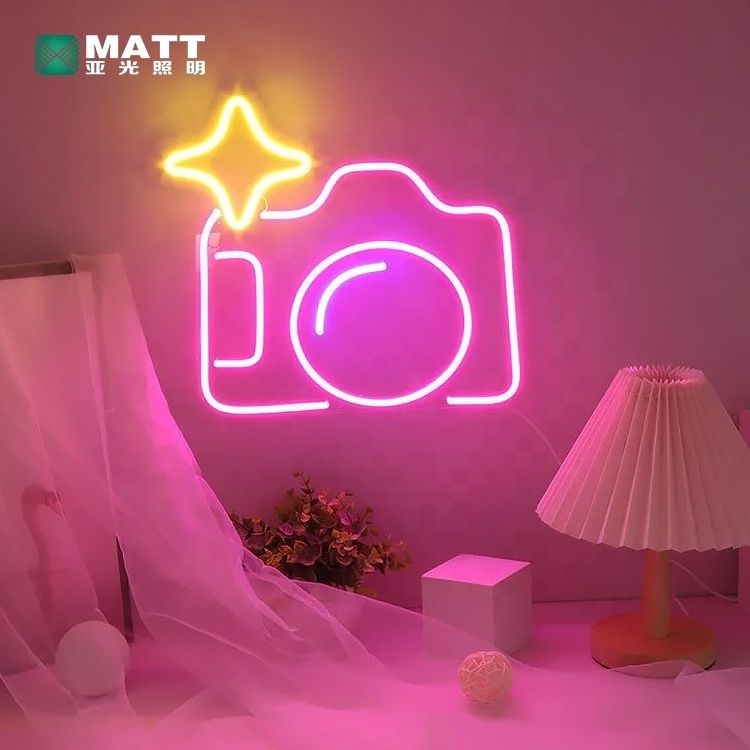 Matt Custom Photo Taking Neon Sign Camera LED Light Personalized Photographer Name Photography Studio Ins Logo Wall Art Decor