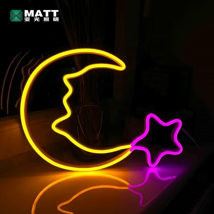 Matt Dropshipping Custom Moon and Star Space PVC Silicone LED Night Lights for Kids Baby Room Bedroom Wall Decor Birthday Gift