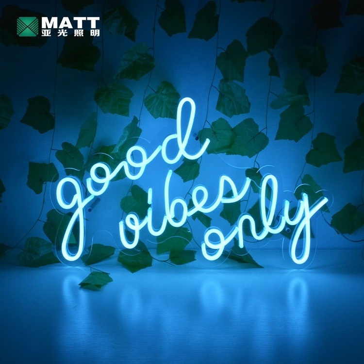 Matt dropshipping neon wedding supplies decorations personalized custom last name neon sign good vibes only neon light