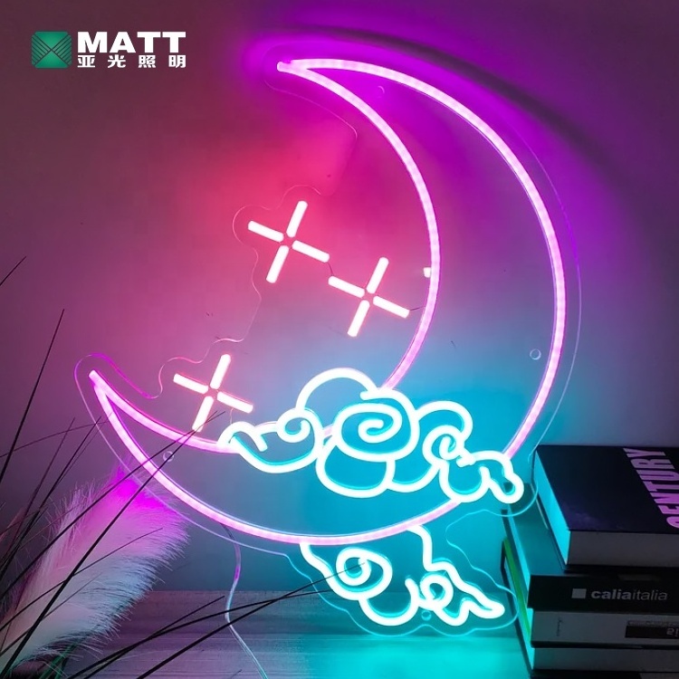 Matt Dropshipping Custom Moon and Star Space PVC Silicone LED Night Lights for Kids Baby Room Bedroom Wall Decor Birthday Gift