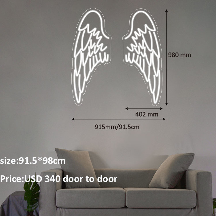 MATT hotselling fashion design angel wings neon sign for decoration