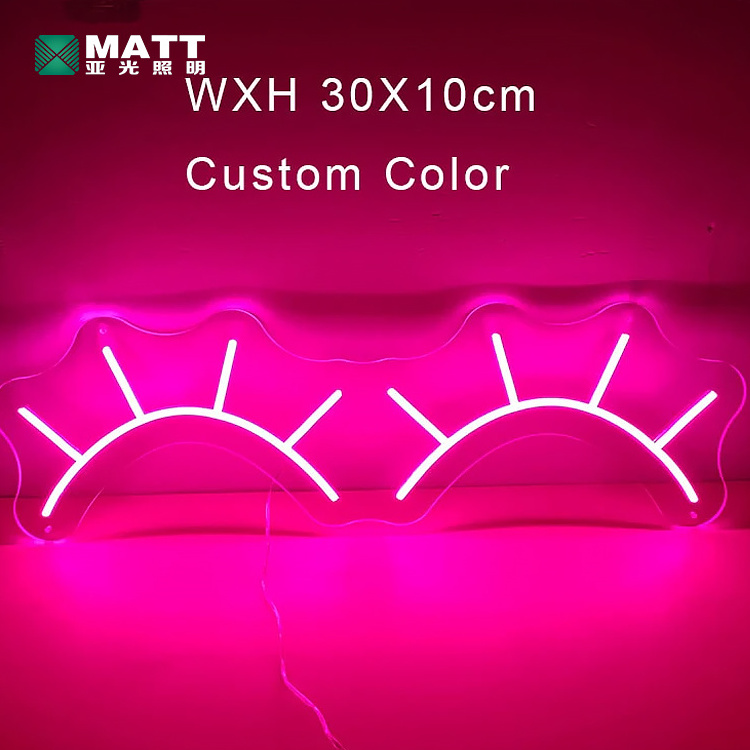 Matt Dropshipping Pink Lashes&Brows Neon Sign Custom Eye Led Neon Light Sign for Beauty Room Salon Bedroom Decor Wall Decor