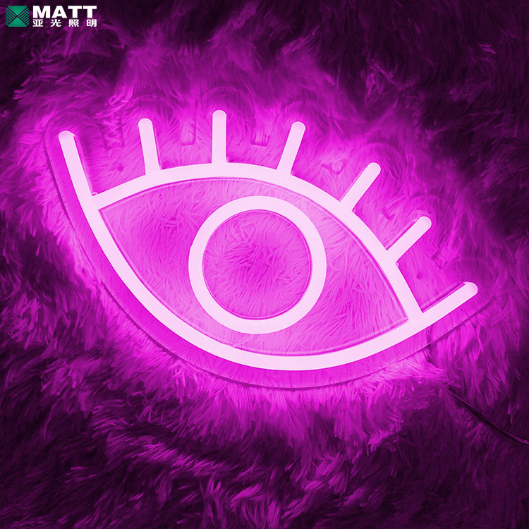 Matt Dropshipping Pink Lashes&Brows Neon Sign Custom Eye Led Neon Light Sign for Beauty Room Salon Bedroom Decor Wall Decor