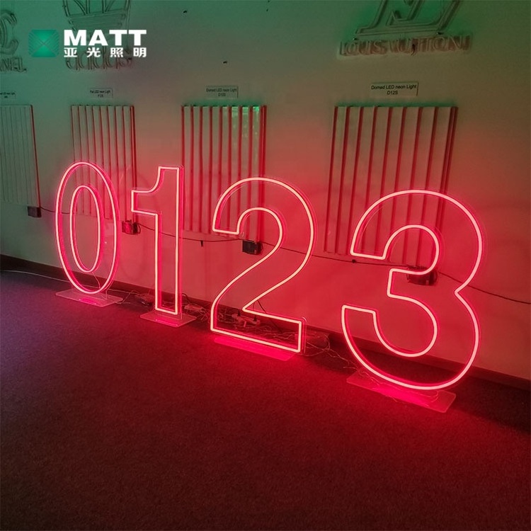 Matt Hot Selling 2ft 3ft 4ft 0-9 A-Z large led letter number Light Free Design Acrylic Light Up RGB Neon Number Sign for Party