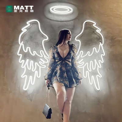 Matt Dropshipping Remote control Hello Beautiful LED custom angel wings Neon sign for wall decor