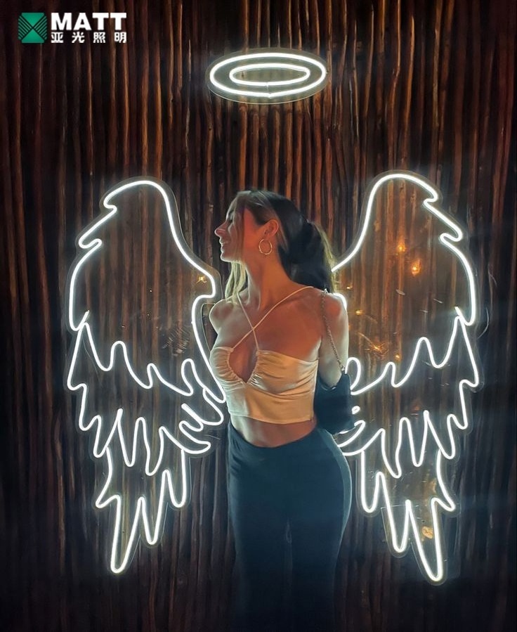 Matt Dropshipping Remote control Hello Beautiful LED custom angel wings Neon sign for wall decor