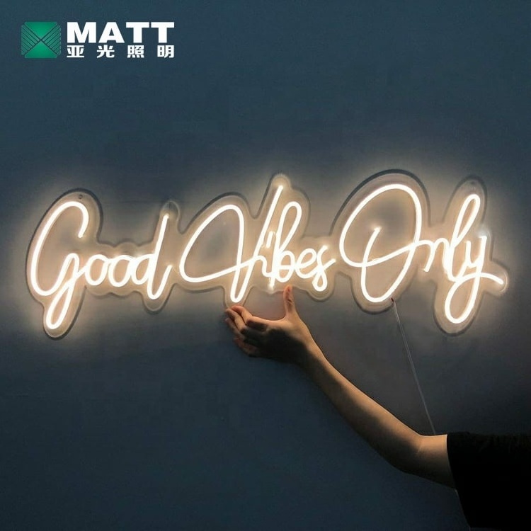 Matt dropshipping neon wedding supplies decorations personalized custom last name neon sign good vibes only neon light