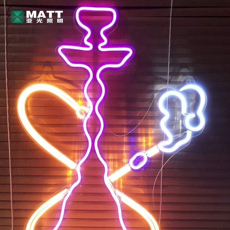 Matt Dropshipping Hot Sale Custom Hookah Neon Sign Popular Led Neon Light Shisha Bar Window Decor Wall Decor for Smoke Shop