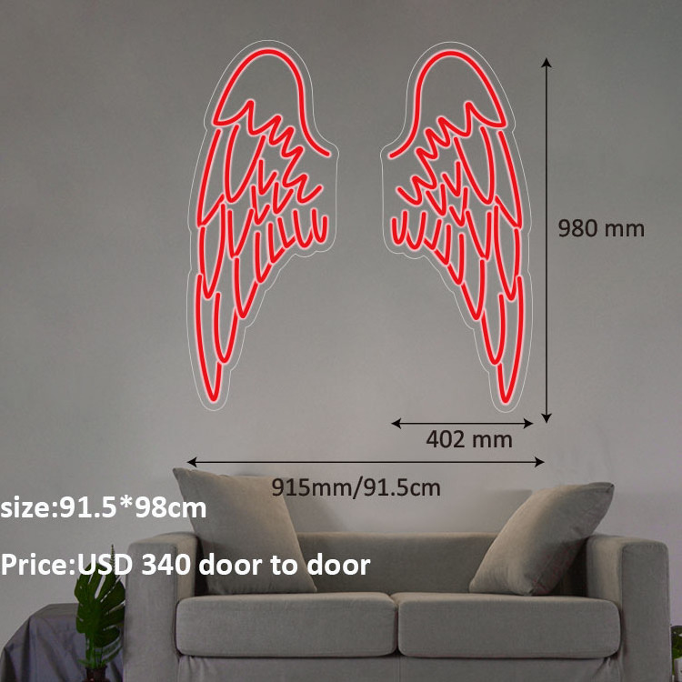 MATT hotselling fashion design angel wings neon sign for decoration