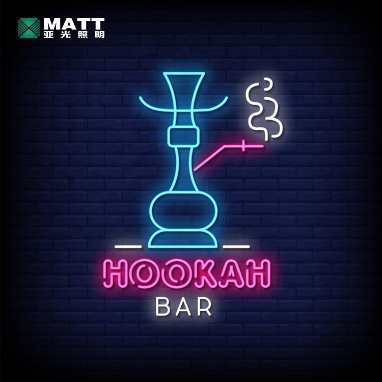 Matt Dropshipping Hot Sale Custom Hookah Neon Sign Popular Led Neon Light Shisha Bar Window Decor Wall Decor for Smoke Shop