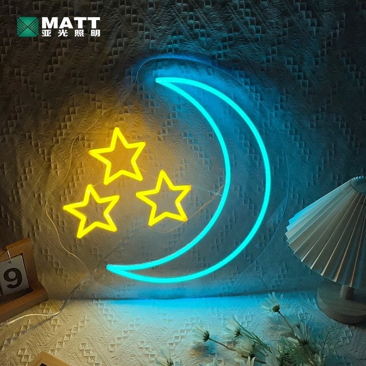 Matt Dropshipping Custom Moon and Star Space PVC Silicone LED Night Lights for Kids Baby Room Bedroom Wall Decor Birthday Gift