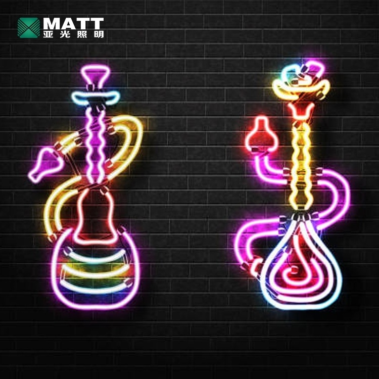 Matt Dropshipping Hot Sale Custom Hookah Neon Sign Popular Led Neon Light Shisha Bar Window Decor Wall Decor for Smoke Shop