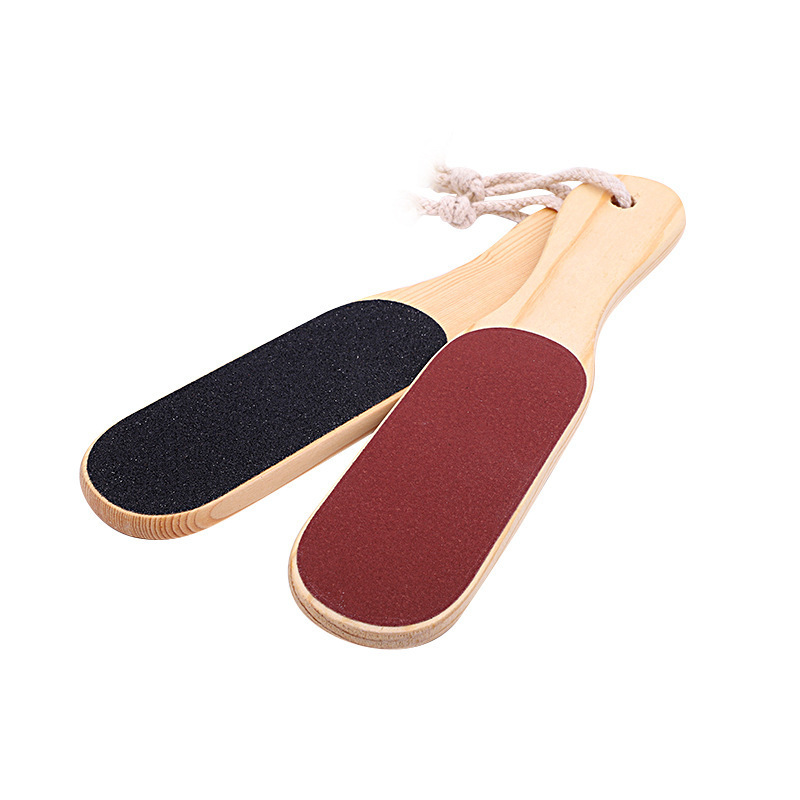 Wooden Pedicure Feet Scrubber with Handle for Callus Dry Dead Skin Removal Heel Scraper Perfect Foot Filer for Use in Shower