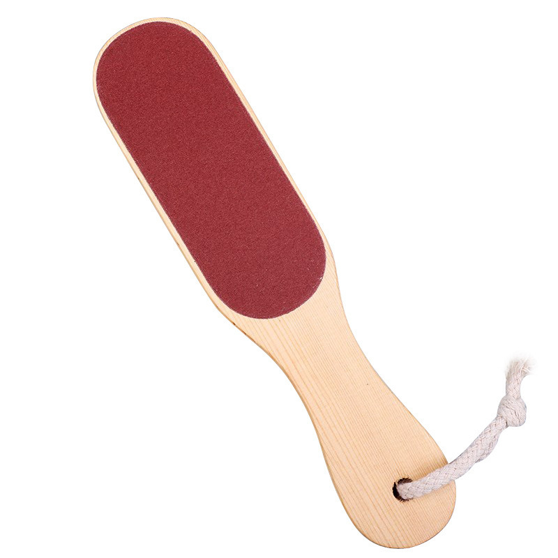 Wooden Pedicure Feet Scrubber with Handle for Callus Dry Dead Skin Removal Heel Scraper Perfect Foot Filer for Use in Shower