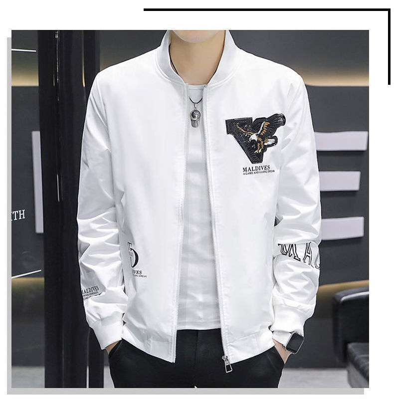 Korea Pop Trend  Men Slim College Leather Sleeves OEM Bomber Letterman Jacket New School Academic Style smooth cool pure coat