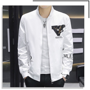 Korea Pop Trend  Men Slim College Leather Sleeves OEM Bomber Letterman Jacket New School Academic Style smooth cool pure coat