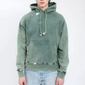 Streetwear High Quality Distressed Hoodie Heavyweight Acid Wash French Terry Hoodies Men Blank Oversized Luxury Washed Hoodie