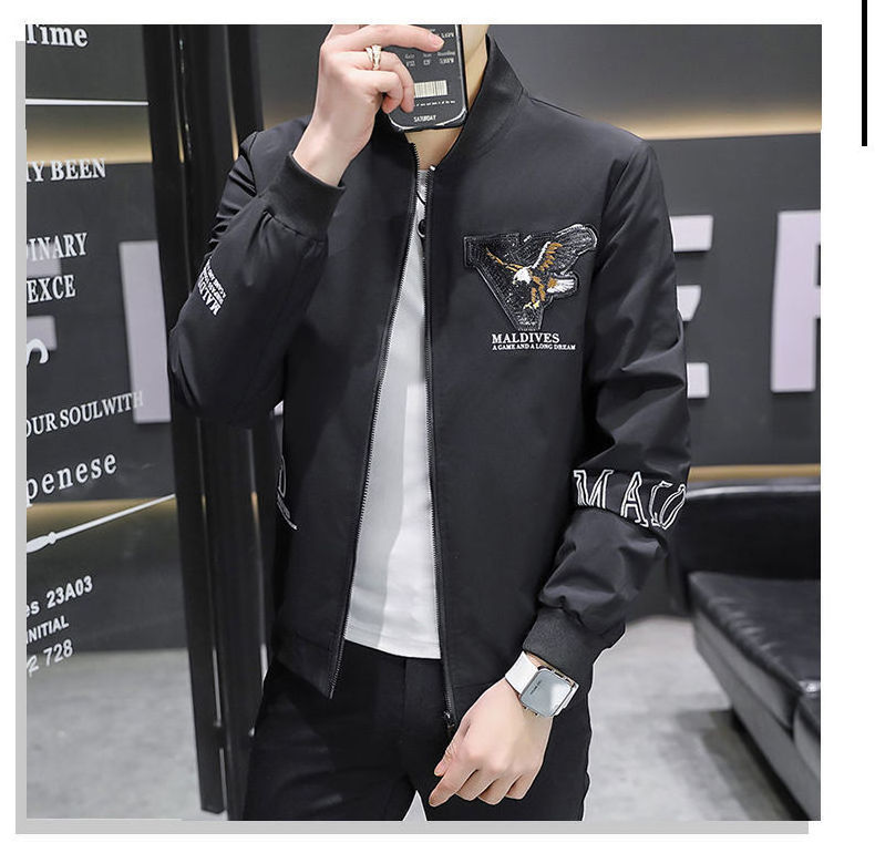 Korea Pop Trend  Men Slim College Leather Sleeves OEM Bomber Letterman Jacket New School Academic Style smooth cool pure coat