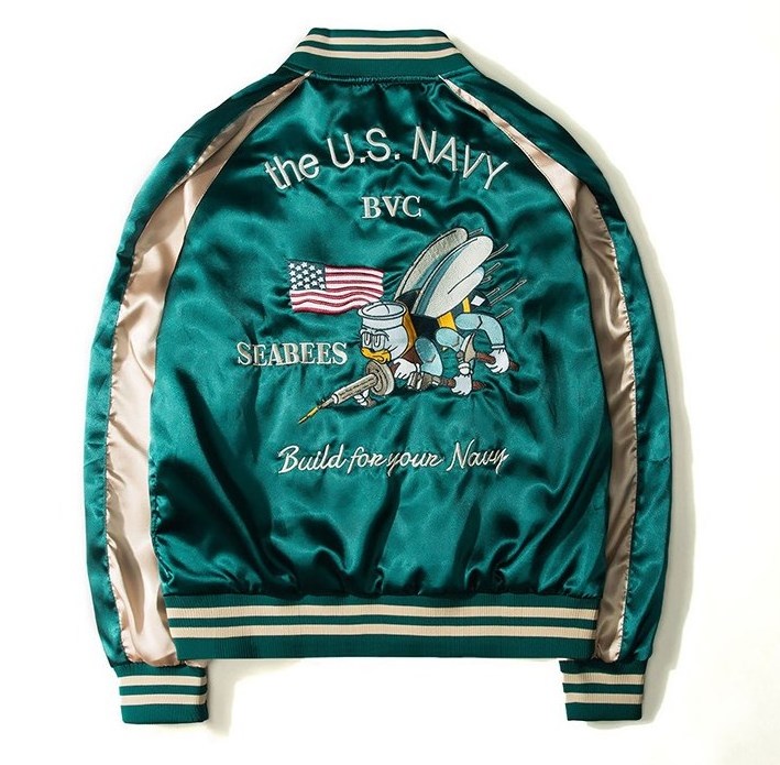 Custom College Jacket Embroidered Satin Baseball Jacket Reversible Bomber jacket for Men