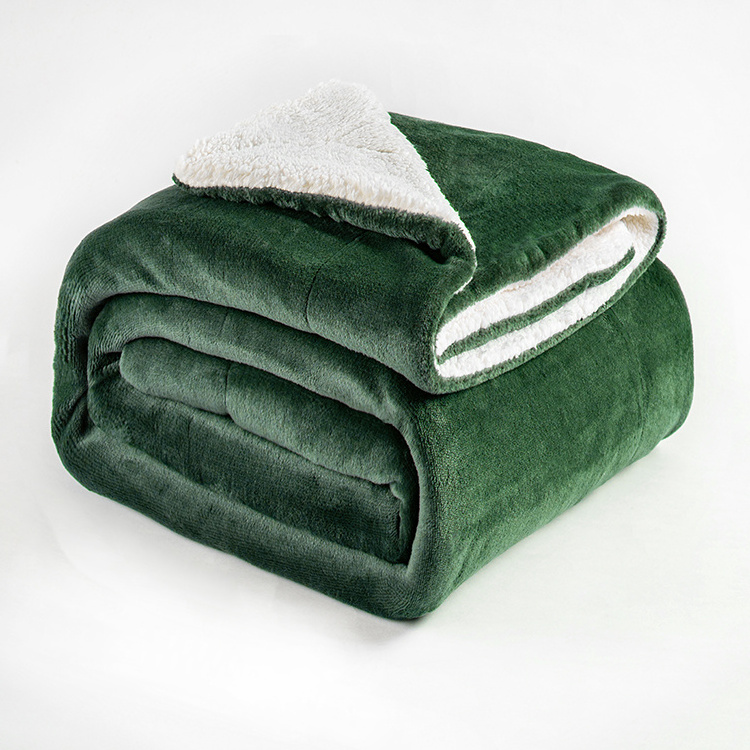 200x230cm Wholesale Reversible Polyester Microplush Custom Plush Blanket Sherpa Other Flannel Fleece Bed Throw Blankets