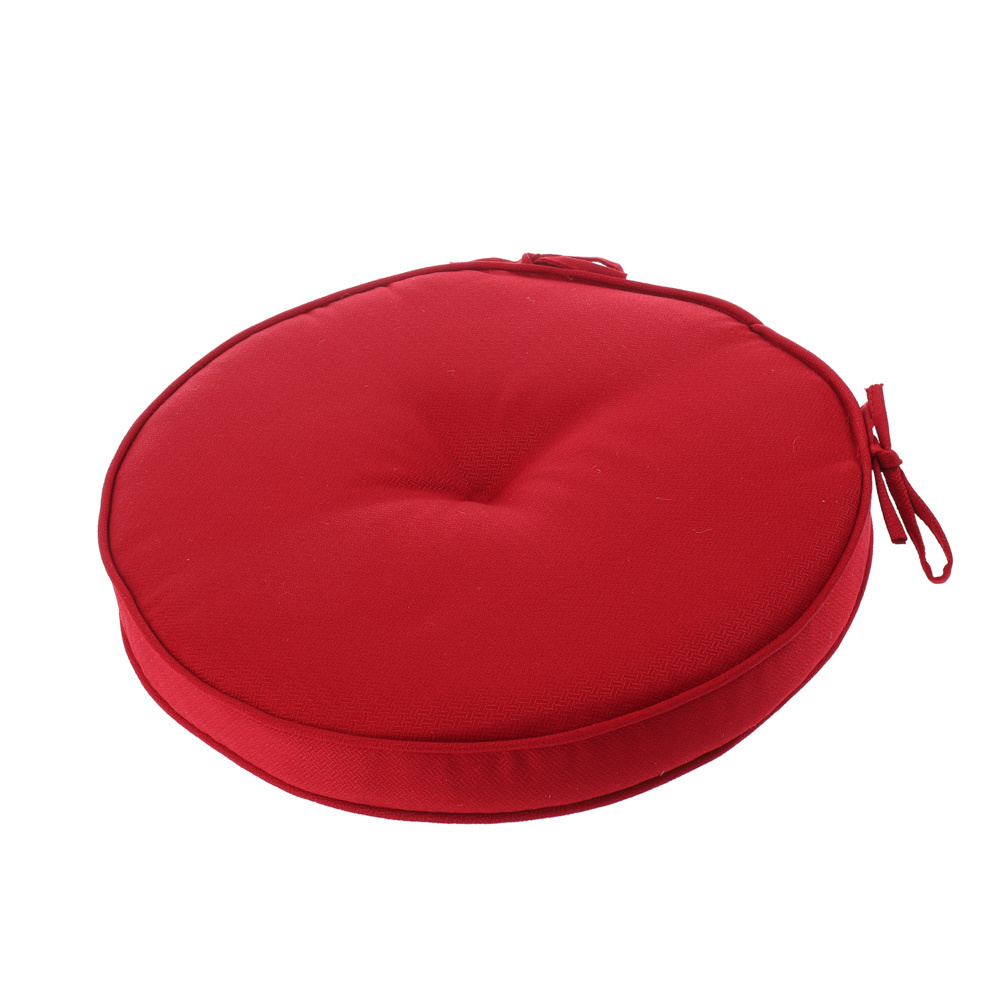 Home Decor Indoor/Outdoor Waterproof Solid Red Round Tufted Bistro Cushion with Ties Outdoor Chaise Lounge Cushion