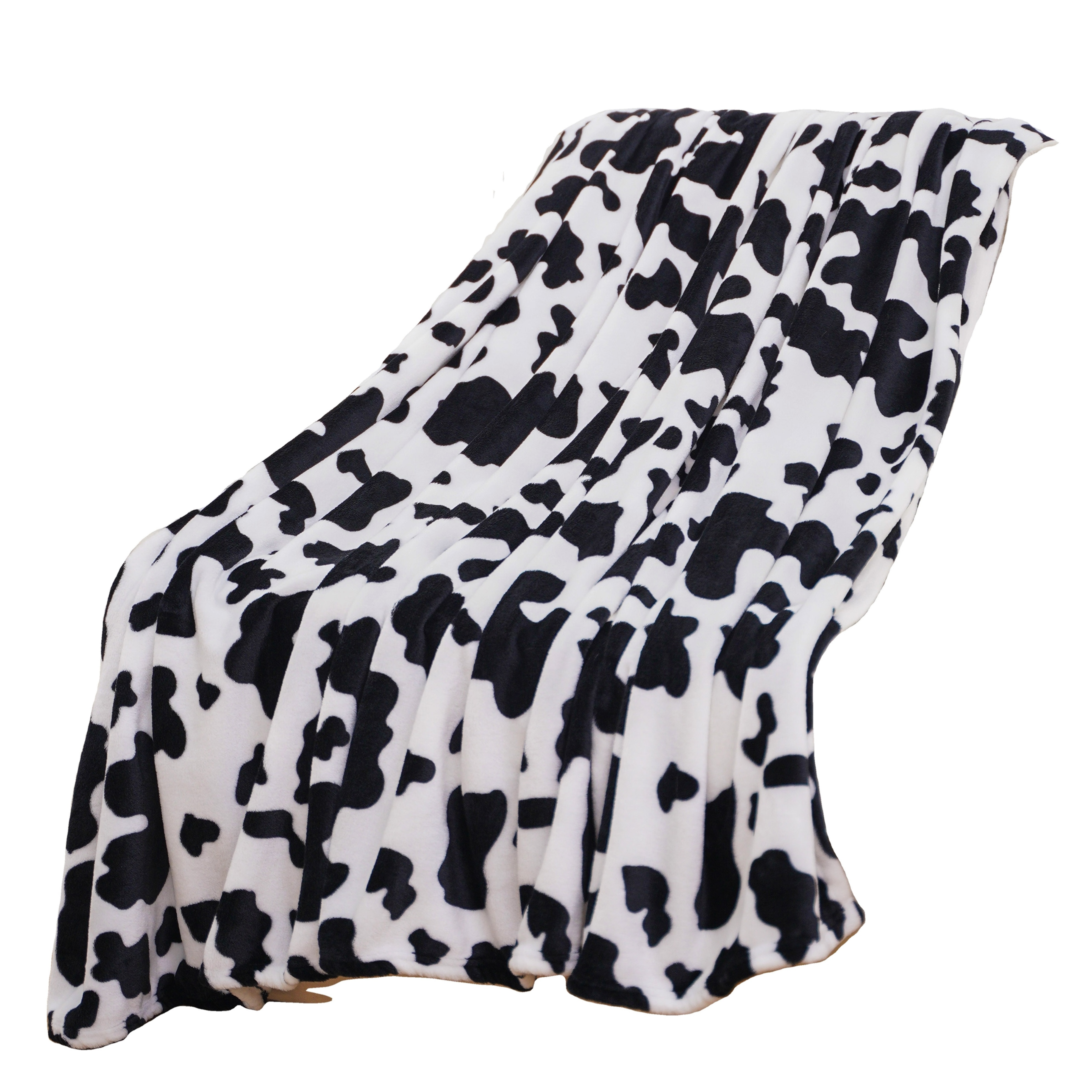 Custom Black and White Cows Print Blanket Lightweight Travel Fleece Blanket Cozy Plush Flannel Fleece Bulk Buy Blankets for Sofa