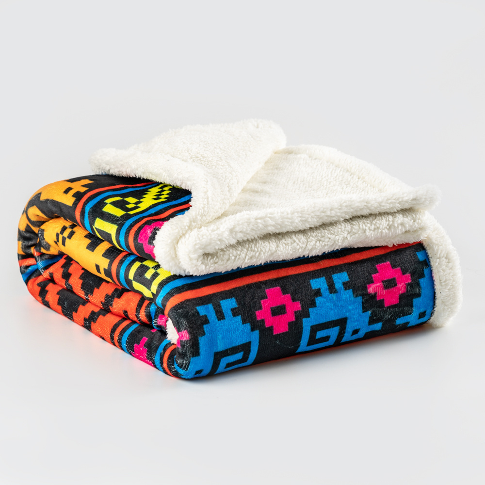 Wholesale Wool Authentic Mexican Blanket Southwest Fleece Blankets Plush Flannel Sherpa Throw Blanket