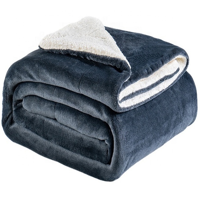 200x230cm Wholesale Reversible Polyester Microplush Custom Plush Blanket Sherpa Other Flannel Fleece Bed Throw Blankets