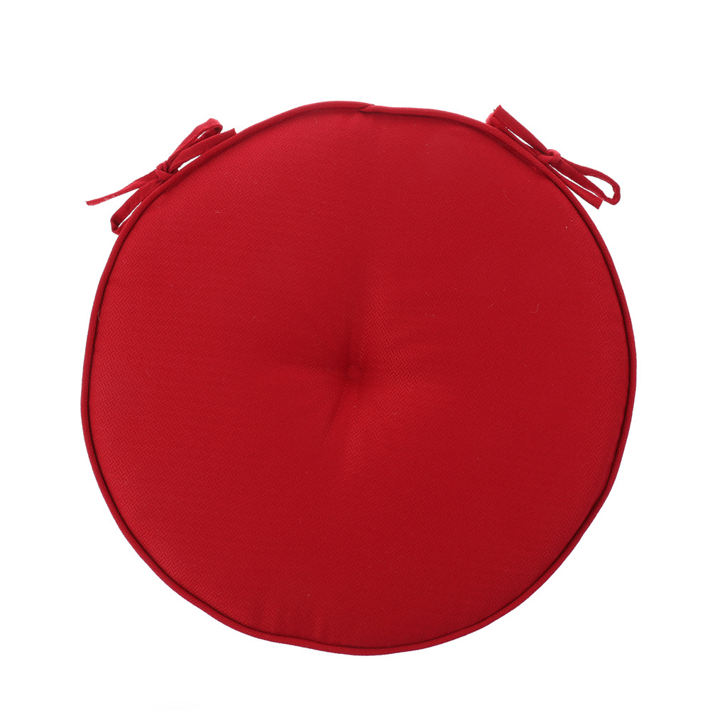 Home Decor Indoor/Outdoor Waterproof Solid Red Round Tufted Bistro Cushion with Ties Outdoor Chaise Lounge Cushion