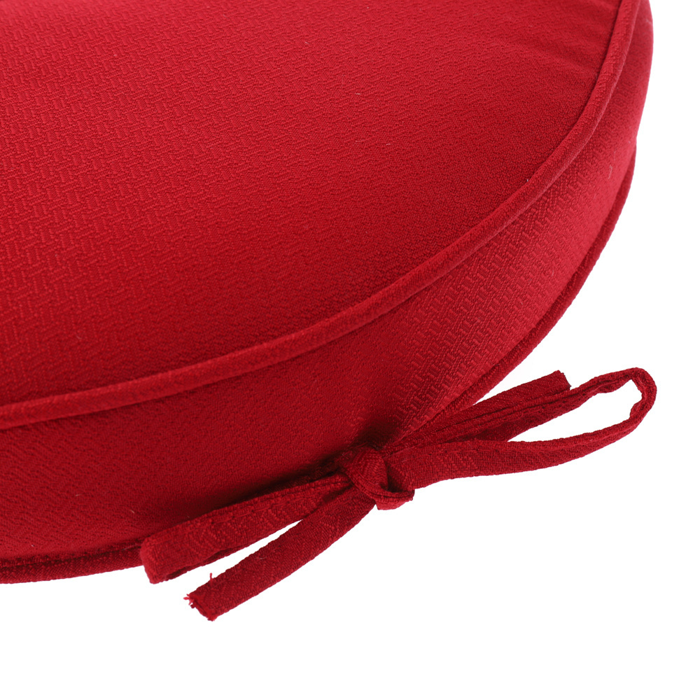 Home Decor Indoor/Outdoor Waterproof Solid Red Round Tufted Bistro Cushion with Ties Outdoor Chaise Lounge Cushion