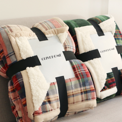 Bespoke Designer Christmas Tartan Flannel blanket Sustainable Plaid Grid Flannel Sherpa Fleece Custom Throw Blanket