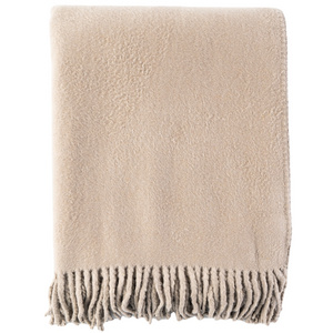 Luxury Pure 100% Mulberry Silk Throw 80%Silk 20%Cotton Natural Classical Super Soft 380GSM Taupe Silk Fleece Blanket with Fringe