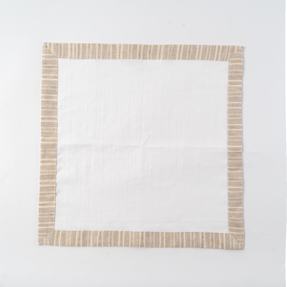 Linen Hemstitched Decorative Custom Size Natural French Flax Cloth Pack of Reusable Napkins Stone Washed with Mitered Corners