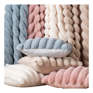 Luxury Custom Jacquard Stripe Bubble Minky Blankets and Cushions Micro Mink Faux Fur Throw Minky Faux Fur Blanket For Winter