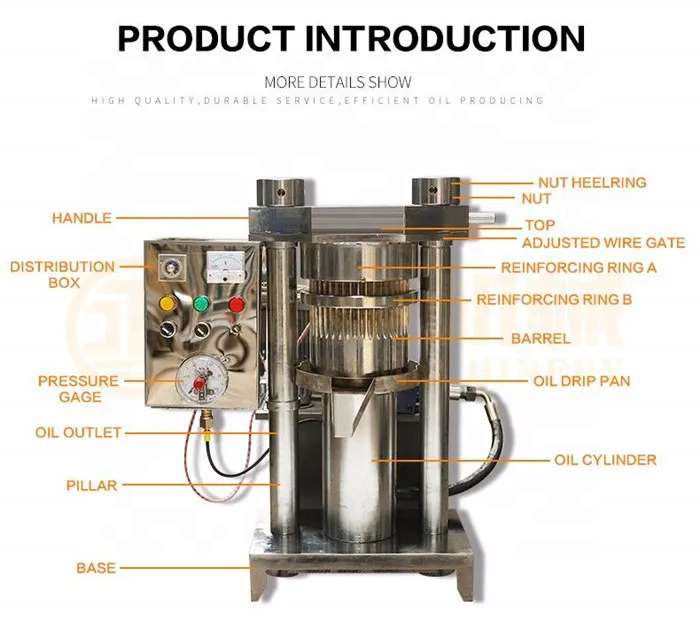 Organic Oil Pressing Machine Avocado Rape Seed Palm Castor Olive Hydraulic Cold Oil Press Machine in South Africa