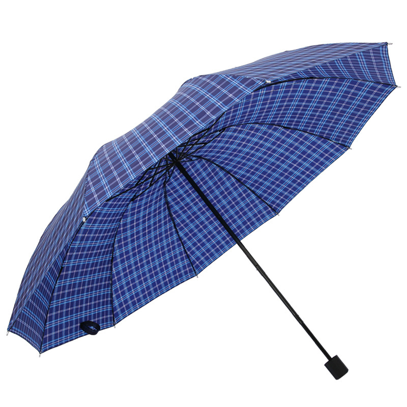 Windproof Travel Compact three Folding Umbrella Plaid Stripe 10k Umbrella big large 29 inch