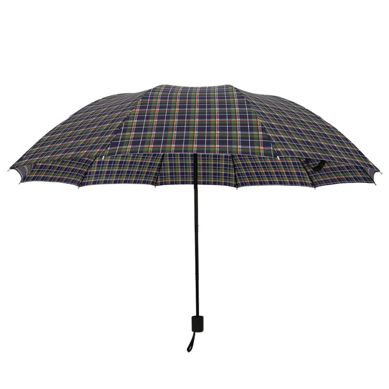 Windproof Travel Compact three Folding Umbrella Plaid Stripe 10k Umbrella big large 29 inch