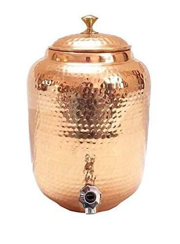 Luxury Design Stainless Steel Copper Water Matka With Tap And Stand In Various Capacity Water Dispenser With Brass Tap Matka