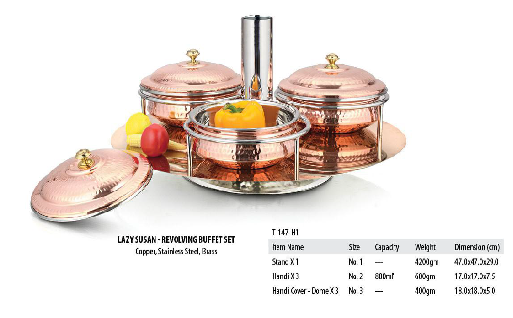 Customized Copper and Steel Buffet Set Round Stand Round Buffet Stand Modern Round Buffet for Restaurants