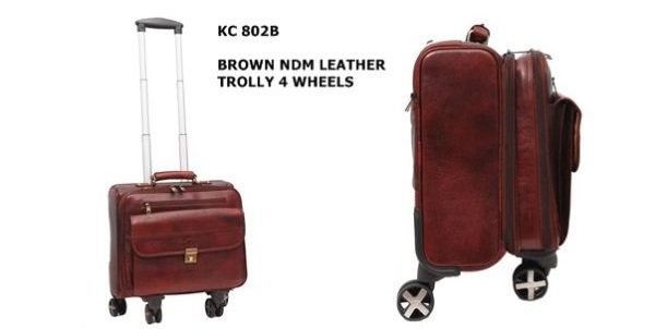 Customized Wholesale 100% Genuine Leather Travel Trolley Luggage Bag for Men Women Leather Suitcase Travel Trolley Bag